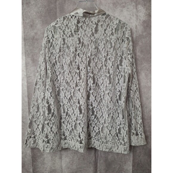 J. Peterman Silver Necktie Lace Jacket Womens Sz 12 Victorian Fairycore Dainty - Picture 10 of 12